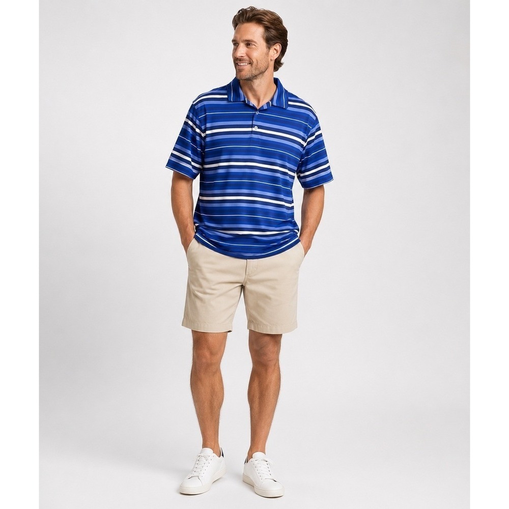 Nike Retro Dri Fit Golf Polo Shirt Mens XL Blue Stripe Polyester